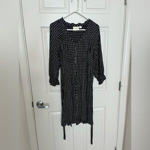 MAEVE (Anthro) Navy Tie-Waist Shirt Dress